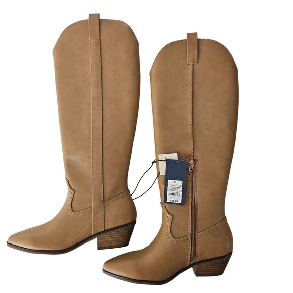 Universal Thread Womens Western Knee High Light Brown Memory Foam Boots Size 6.5 - Picture 1 of 11
